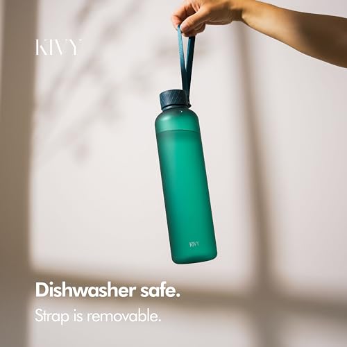 Slim Water Bottle 32oz [Lightweight & Shatterproof] Fits Backpack & Cupholder for Travel
