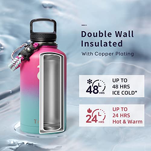 64 oz Water Bottle Stainless Steel with 3 Lids