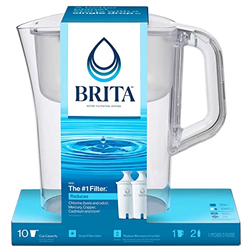 Brita Large 10 Cup Water Filter Pitcher with Smart Light Filter Reminder and 2 Standard Filtes (10 Count)