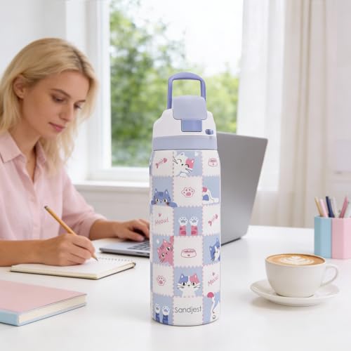 Gift for Cat Lover Stainless Steel Water Bottle