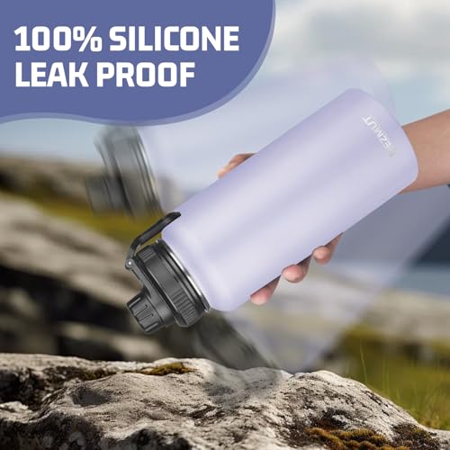 32oz Metal Sports Insulated Water Bottle with 2 Lids