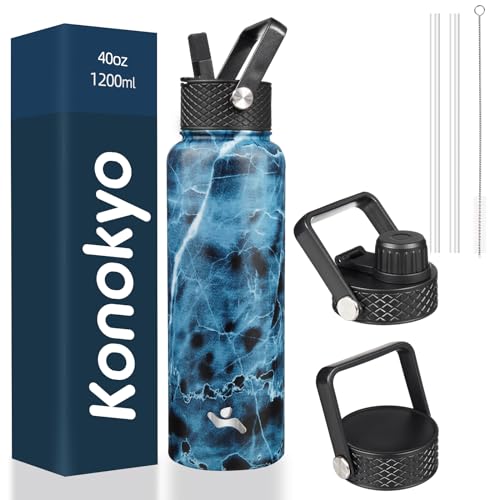 40 oz Insulated Stainless Steel Water Bottle with Straw Lid