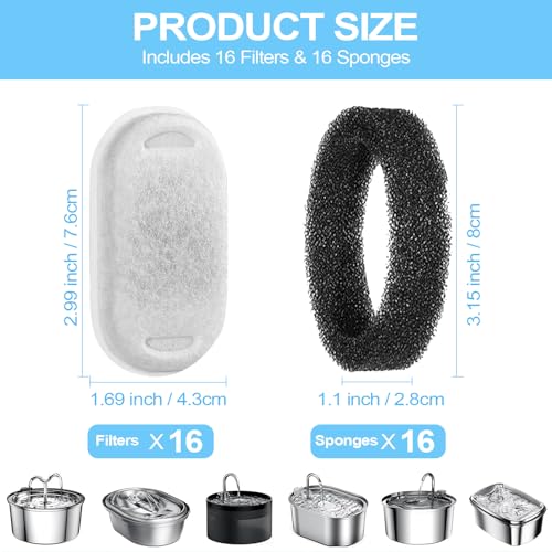Cat Water Fountain Filter for Stainless Steel 108oz