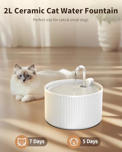 Ceramic Cat Water Fountain 2.2L