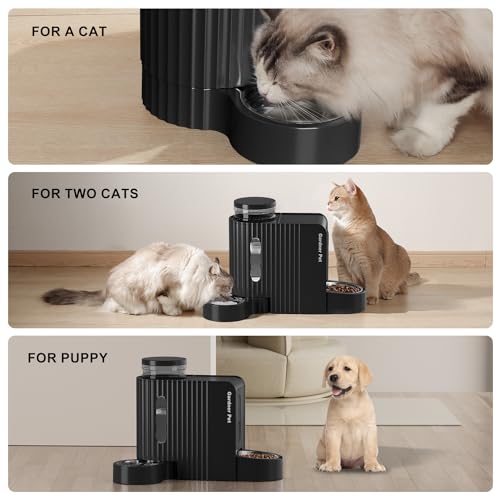 Automatic Gravity Cat Food Feeder and Water Dispenser Stainless Steel Two