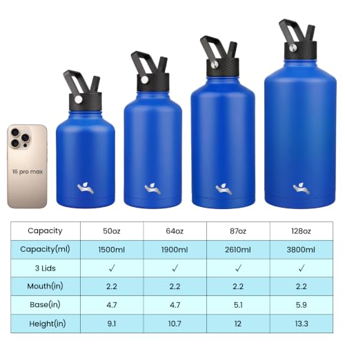 128 oz Insulated Stainless Steel Water Bottle Jug with Handle