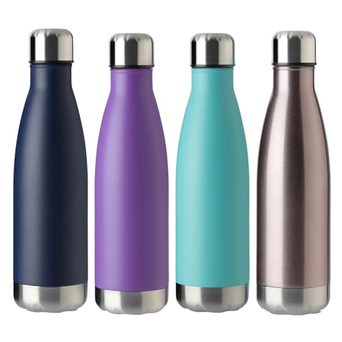 17oz Sport Water Bottle 4 Pack Vacuum Insulated Stainless Steel Leak