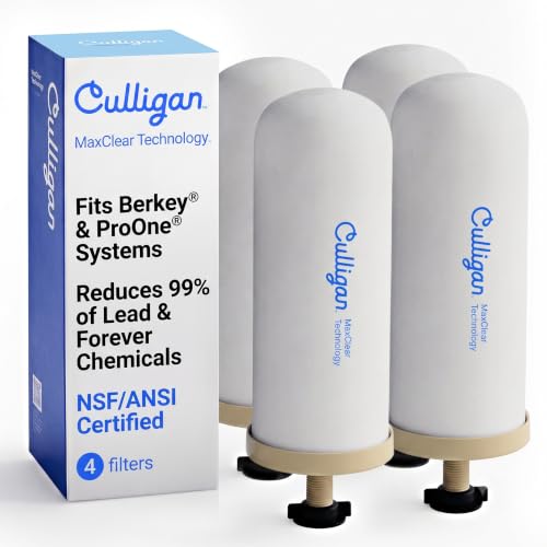 MaxClear 7” Gravity Water Filter Replacement Compatible with ProOne & Berkey Water Filter Systems (4 Count)