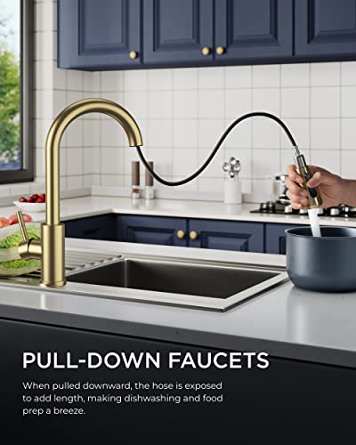 Gold Kitchen Faucet with Pull Down Sprayer