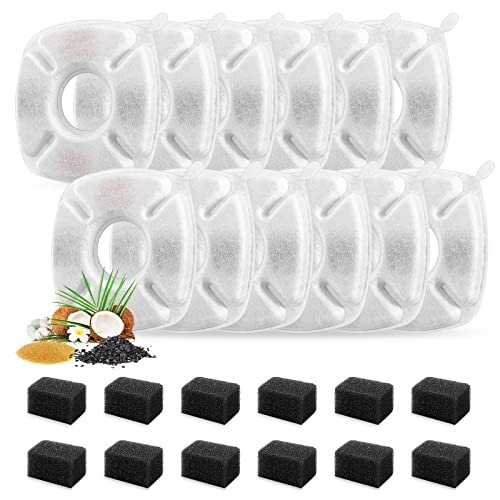 24 Pcs Cat Fountain Replacement Filters 12 Pack Cat Water Fountain Replacement Filters with 12 Pack Pre (24 Count)