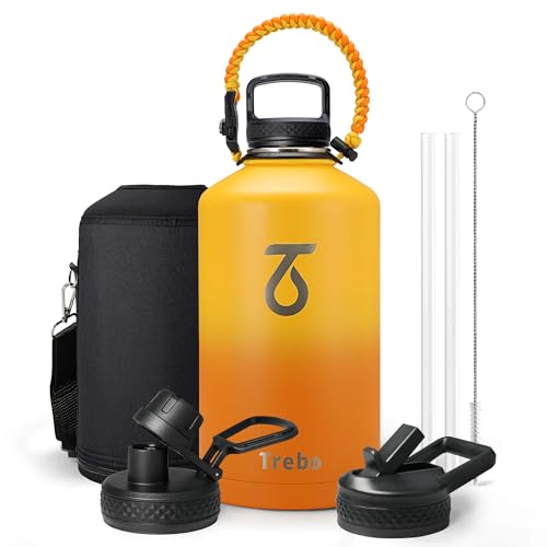 One Gallon Water Bottle Insulated with 3 Lids