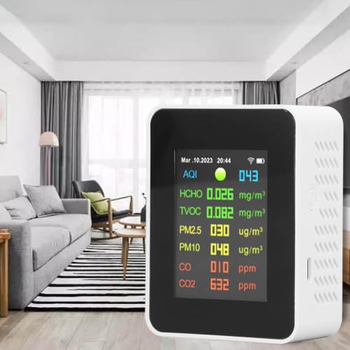 Multifunction Air Quality Tester Color Screen Indoor Pollution Sensor Formaldehyde and PM2.5 Detector for Home Office