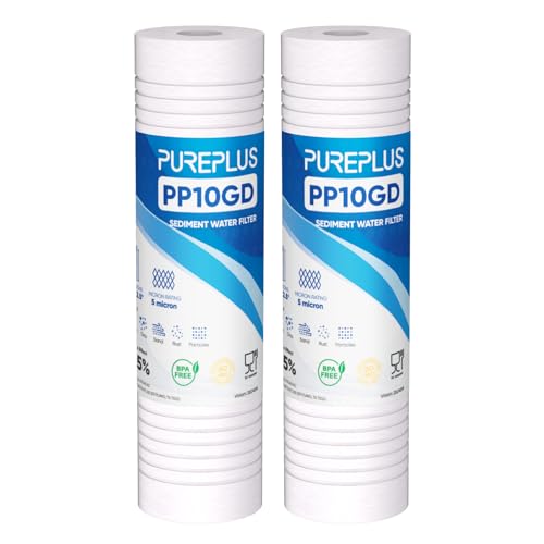 5 Micron 10" x 2.5" Whole House Grooved Sediment Home Water Filter (2 Count)