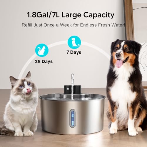 7L Wireless Dog Water Fountain with 6 Filters (2.4 Pound)