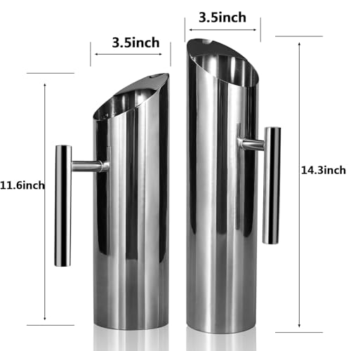 Modern Stainless Steel Water Pitcher Resistant Metal Drink Pitcher with Ice Guard 53 Ounce Polished Serving Jug for Water