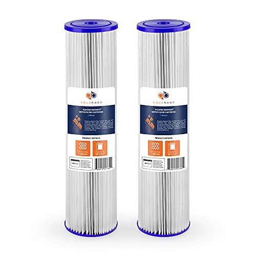 1 Micron Whole House Pleated Sediment Water Filter Cartridge 20x4.5 Well Filter Replacement Compatible with ECP5 (2 Count)