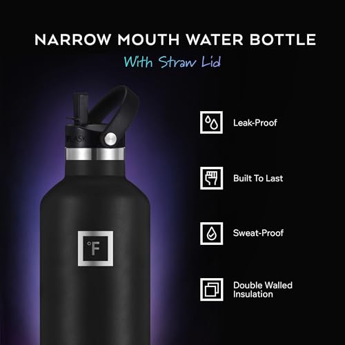 24 oz Narrow Mouth Water Bottle with 3 Lids