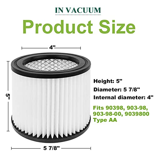 2 Pack Replacement for Shop Vac Filter 90398 (2 Count)