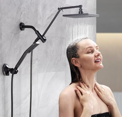 High Pressure Rain Shower Head Combo with Double Extension Arm