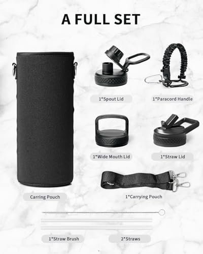 Water Bottle Insulated 40 oz with 3 Lids