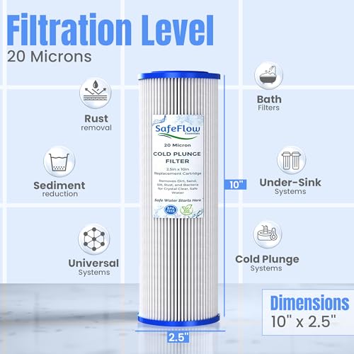 10in Ice Bath Chiller Filters 20 Micron 10" x 2.5" Water Filter Replacement Cartridge (6 Count)