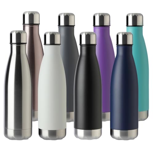 17oz Sport Water Bottle 8 Pack Vacuum Insulated Stainless Steel Leak