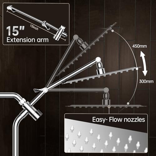 All Metal 12" Luxurious Shower Head with Handheld