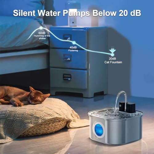 Wireless Cat Water Fountain with 6 Filters + 6 Sponges