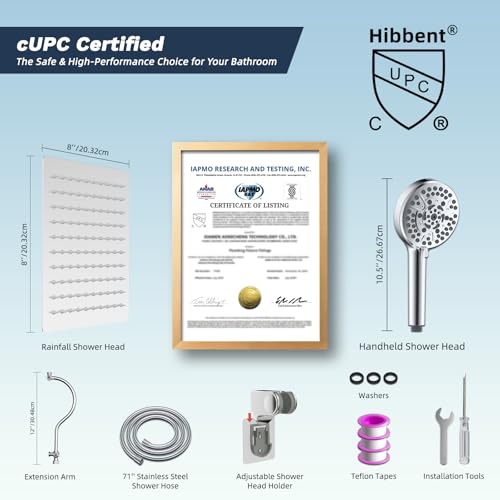 All Metal cUPC Certified High Pressure Rainfall 8'' Shower Head