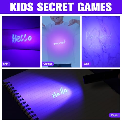 8 Pcs Black Light Markers Set 4 Invisible Ink Pen 4 Mini UV Flashlights Invisible Ink Marker Disappearing Pen for Spy Gadgets Secret Message Gift Party Favors (8 Count)