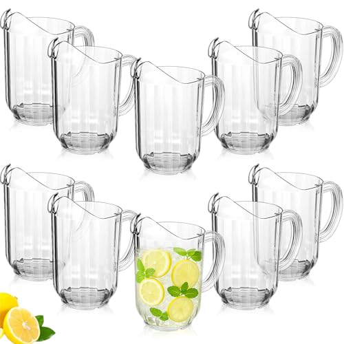 Tessco 10 Pcs Plastic Pitchers 60 Oz Clear Water Beer Jug Large (10 Count)