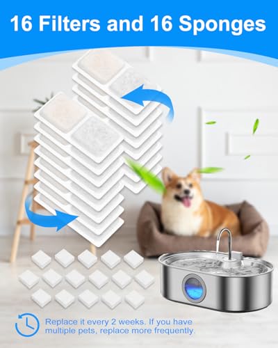 3.4Gal Replacement Filters Compatible with ECOCONUT Dogs Fountain (16 Count)