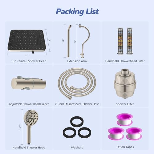 5 spray Filtered Rainfall Shower Head Combo