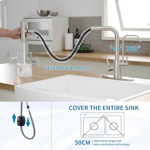 Kitchen Faucets with Water Filter and Pull Down Sprayer