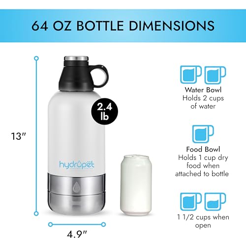 Hydropet Portable Dog Water Bottle 64oz Stainless Steel BPA Free Leak Proof