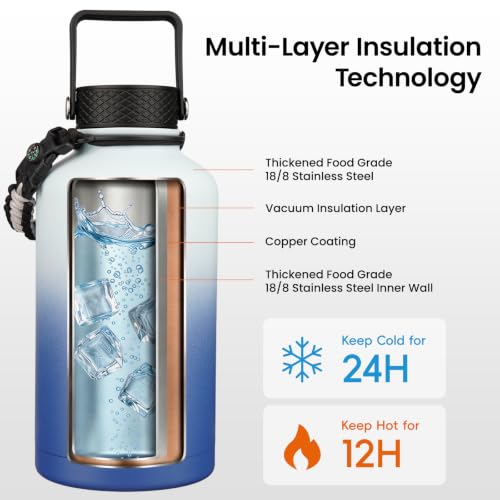 87 oz Insulated Stainless Steel Water Bottle Jug with Handle