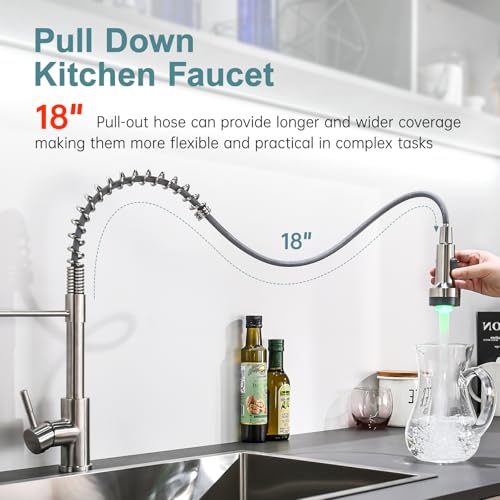Led Kitchen Faucet with Soap Dispenser Brushed Nickel
