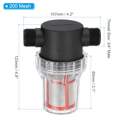 3/4" Male in-Line Strainer Water Pump Filter with 200 Mesh