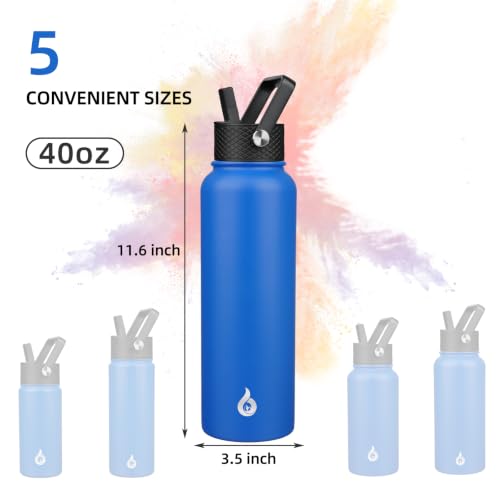 40oz Insulated Water Bottle with Straw Lid