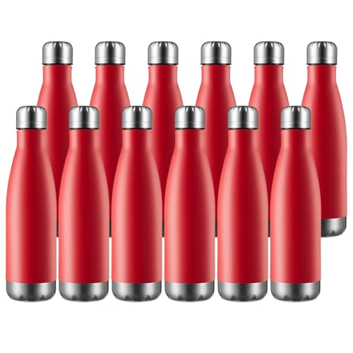 17oz Sport Water Bottle 12 Pack Vacuum Insulated Stainless Steel Leak (12 Count)