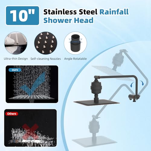 10" Metal Filtered Shower Head with 10
