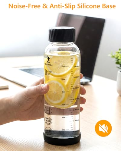 Borosilicate Glass Water Bottles with Stainless Steel Lid 12 oz (4 Count)