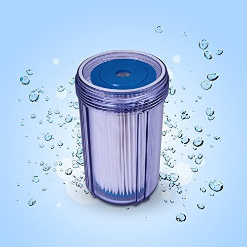 High Capacity 10 x 4.5” Transparent Whole House Water Filter Purifier System with Presser Relief Button 1” Inlet