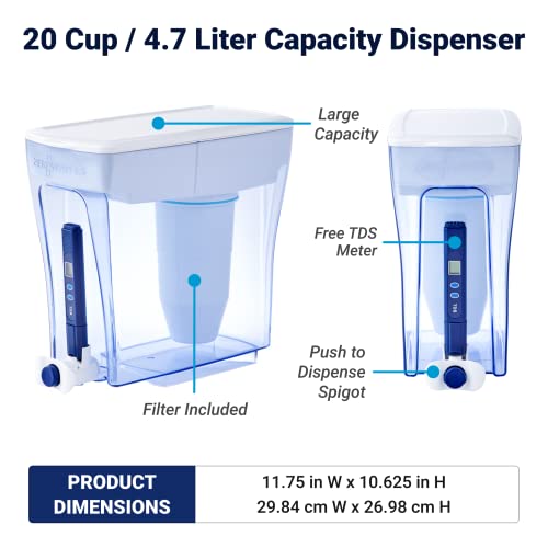 20-Cup Ready-Pour 5-Stage Water Filter Dispenser with 0 TDS Water Filter – IAPMO Certified to Reduce Lead, Chromium, and PFOA/PFOS
