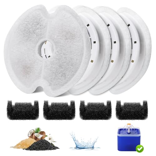4 Packs Cat Water Fountain Filters for Ultra Silent Cat Fountain 67oz