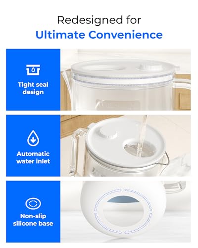 PT-72C-A Glass Alkaline Water Filter Pitcher, 7-Cup, Blue