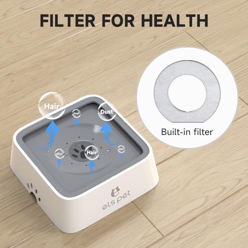 Grey 70oz 2L No Spill Dog Cat Bowl Carbon Filter Water Dispenser
