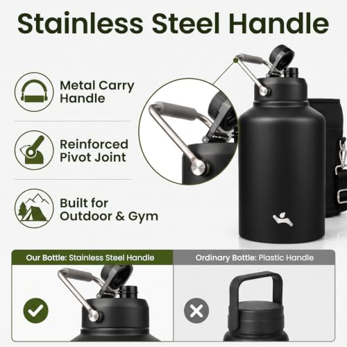 64 oz Insulated Stainless Steel Water Bottle Jug with Handle