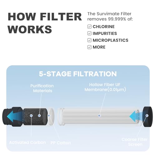 Replacement Filter for Filtered Water Bottle with 5