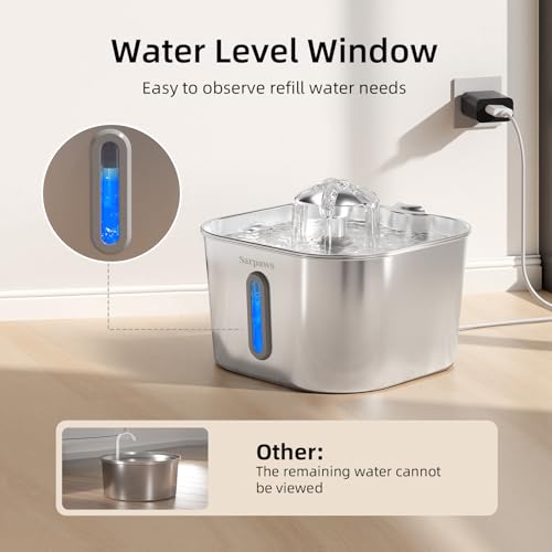 Cat Water Fountain Stainless Steel：74oz